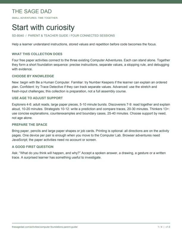 Preview of the Computer Foundations: Parent & Teacher Guide printable