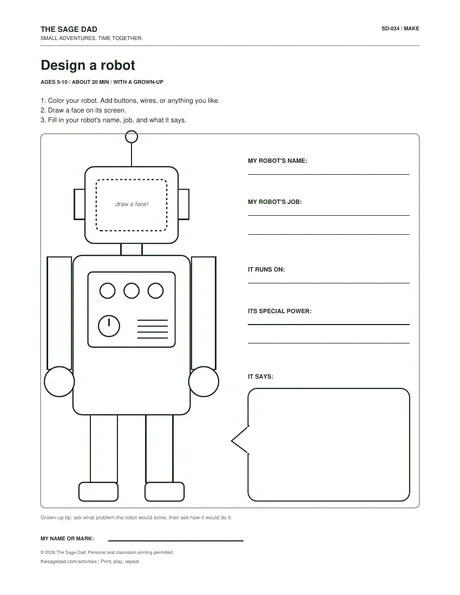 Preview of the Design a robot printable