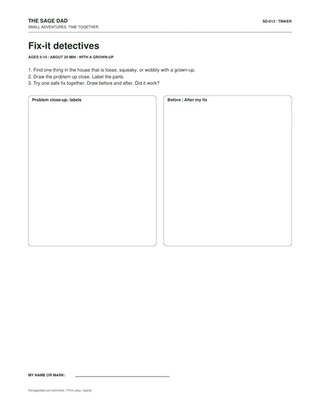 Preview of the Fix-it detectives printable