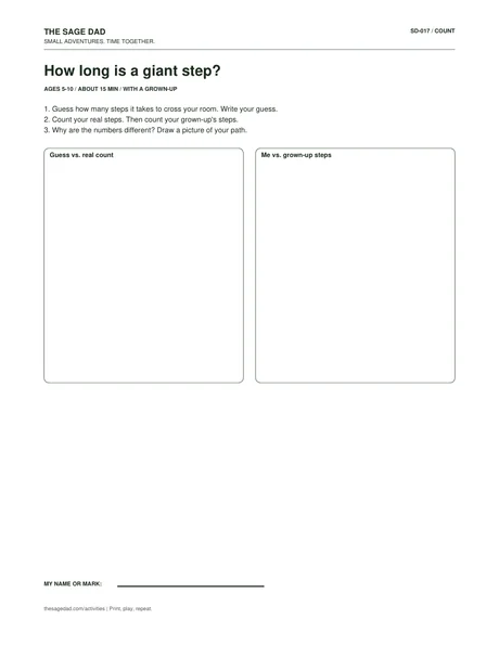 Preview of the How long is a giant step? printable