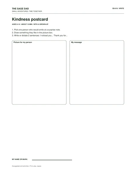Preview of the Kindness postcard printable