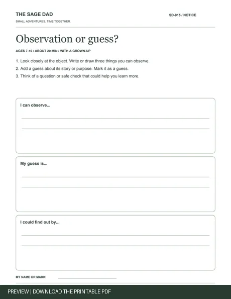 Public preview of the Observation or guess? worksheet