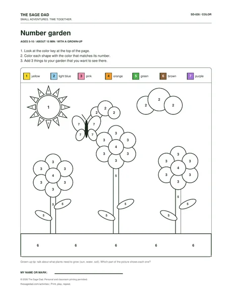 Preview of the Number garden printable