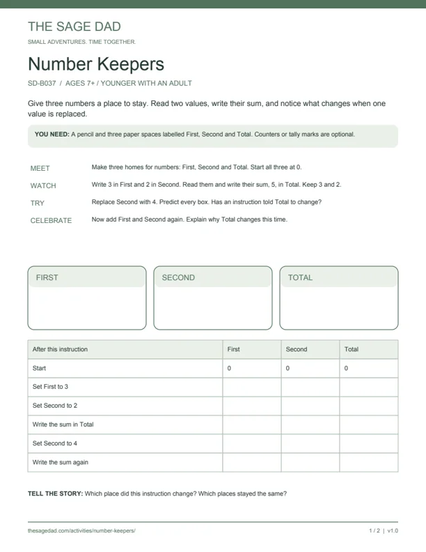 Preview of the Number Keepers printable