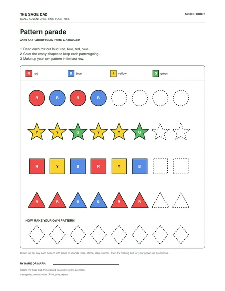 Preview of the Pattern parade printable