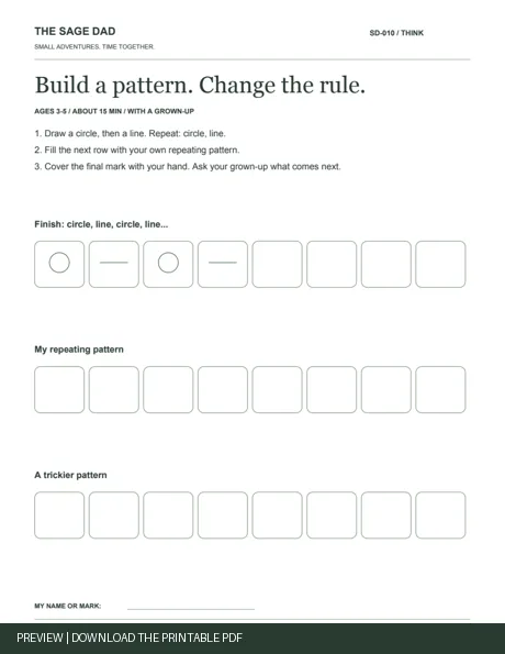 Public preview of the Build a pattern. Change the rule. worksheet