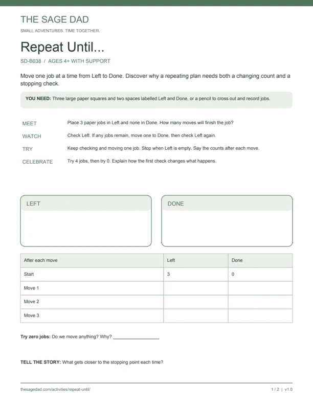 Preview of the Repeat Until... printable
