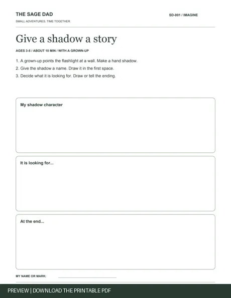 Public preview of the Give a shadow a story worksheet