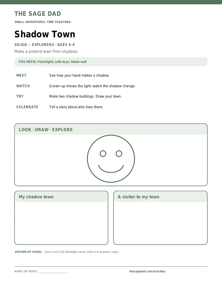 Printable preview for Shadow town at night