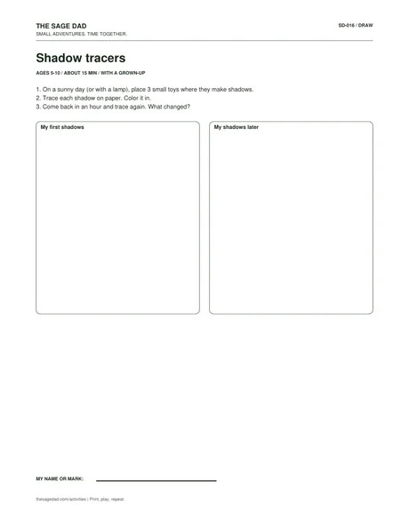 Preview of the Shadow tracers printable