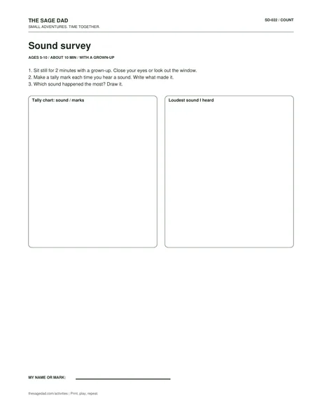 Preview of the Sound survey printable