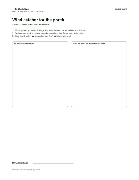 Preview of the Wind catcher for the porch printable