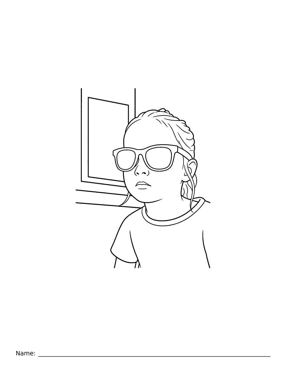 A familiar face: photo transformed into a coloring page